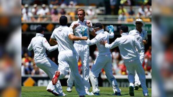 Ashes: Stuart Broad gets out LBW... and injures his foot