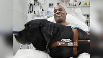 Donors help blind man keep dog who jumped on rail tracks to save him