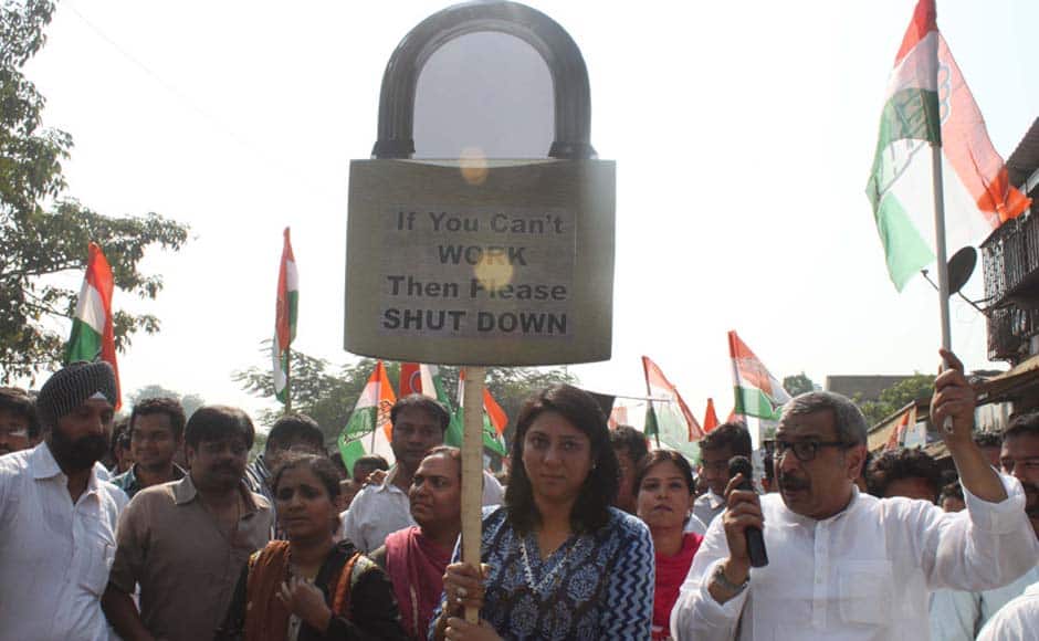 Priya Dutt organised a protest rally against the BMC today in Mumbai. Sachin Gokhale/Firstpost