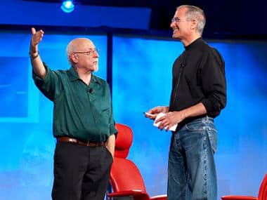 Walt Mossberg is seen with the late Steve Jobs in this file photo. Image from Wikipedia Commons by Joi from Flickr under CC.