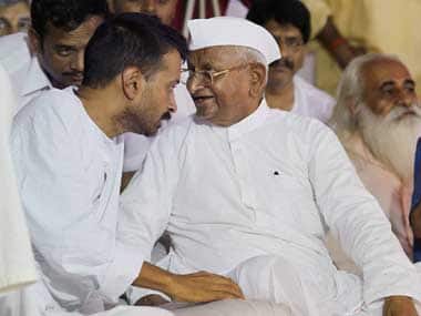Anna Hazare and Arvind Kejriwal. PTI