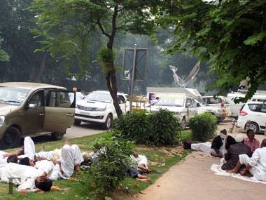 The scene outside the Congress headquarters in Delhi. Firstpost/Naresh Sharma