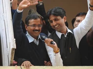 Arvind Kejriwal after his win. AFP.