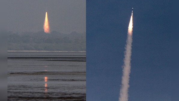 Photos: India's GSLV-D5 carrying communication satellite GSAT-14 launch