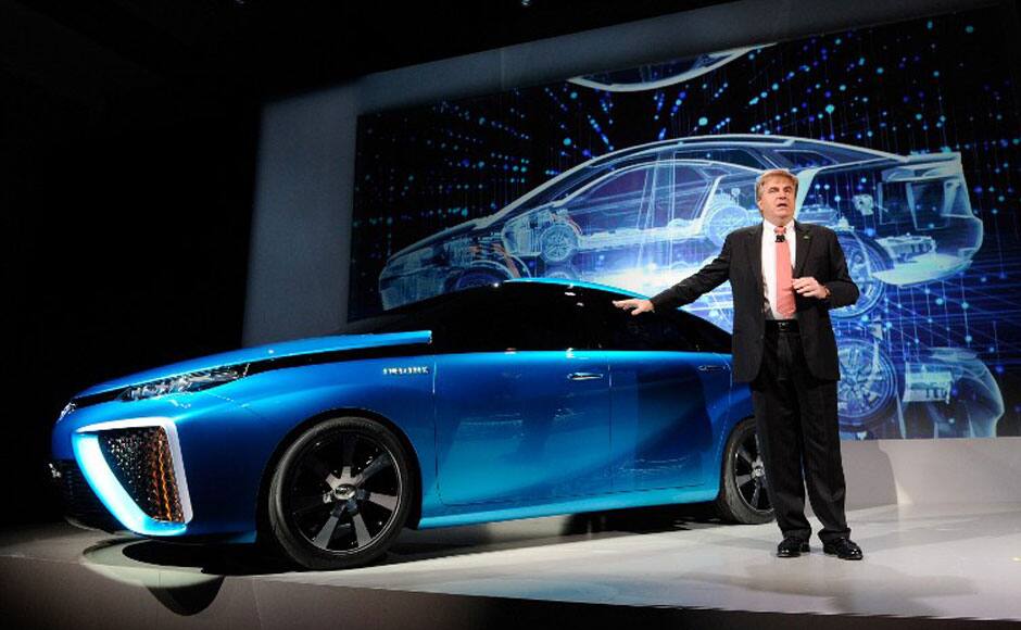 Toyota's Automotive Operations Senior Vice President Bob Carter speaks during a press event about the Toyota fuel cell concept vehicle at the Mandalay Bay Convention Center for the 2014 International CES on January 6, 2014 in Las Vegas, Nevada. AFP