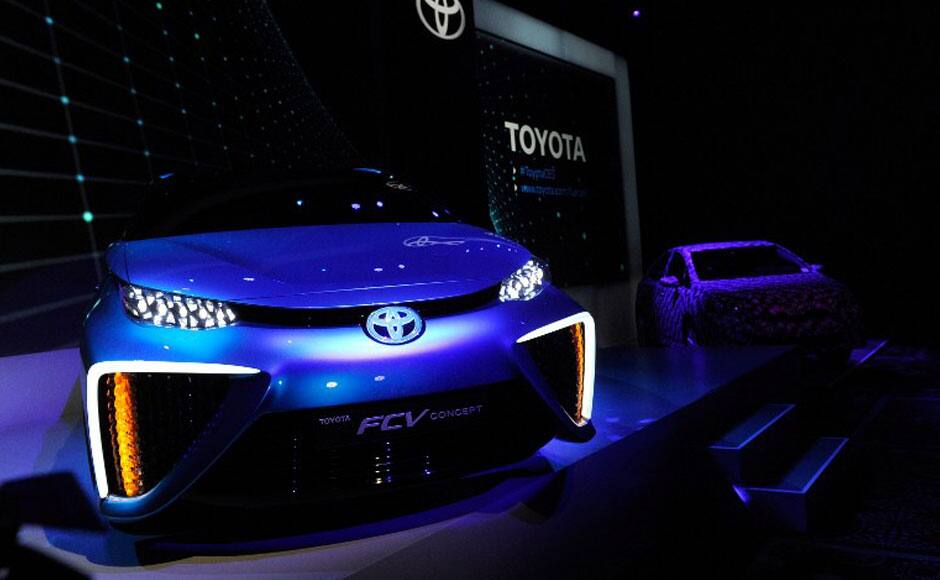 A Toyota fuel cell concept vehicle is displayed during press event at the Mandalay Bay Convention Center for the 2014 International CES on January 6, 2014 in Las Vegas, Nevada. AFP
