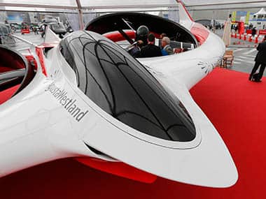 A representative from European helicopter maker AgustaWestland presents Project Zero at the Le Bourget airport near Paris. Reuters