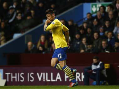 Oliver Giroud celebrates after scoring against Aston Villa. Reuters