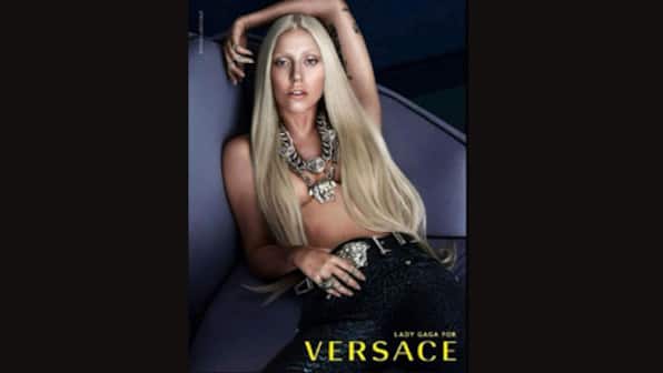Lady Gaga greets fans with topless pic from Versace shoot