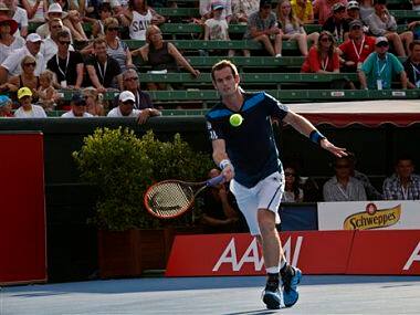 Britain's Andy Murray makes a forehand return. AP