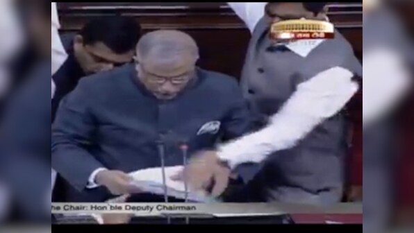 Telangana: Watch how TDP MP Ramesh roughs up Rajya Sabha Secy General
