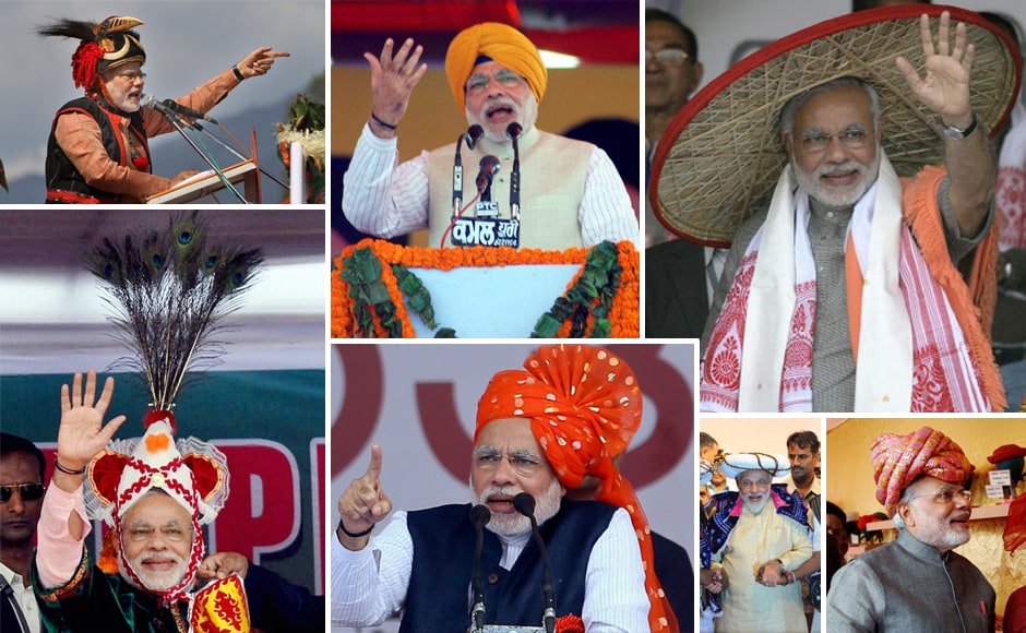 As BJP's Prime Ministerial candiate, Narendra Modi has been hitting the rallies hard. And the man hasn't been afraid to try out different headgear at each rally, from pagodas to traditional Rajasthani turbans and even the more fancier stuff. A combination of pictures showing Modi in various avatars. (Images from AP, PTI) As BJP's Prime Ministerial candiate, Narendra Modi has been hitting the rallies hard. And the man hasn't been afraid to try out different headgear at each rally, from pagodas to traditional Rajasthani turbans and even the more fancier stuff. A combination of pictures showing Modi in various avatars. (Images from AP, PTI)