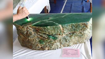 Jade boulder that could weigh up to 50 tons unearthed in Myanmar