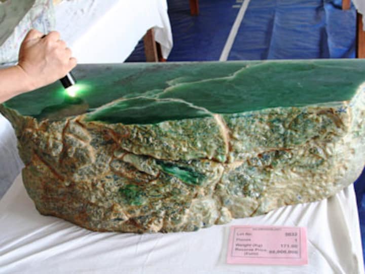 Jade boulder that could weigh up to 50 tons unearthed in Myanmar