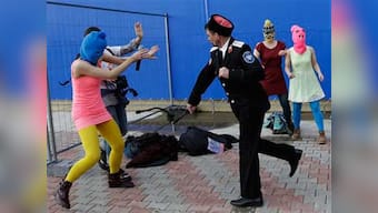 Cossack militia horsewhip Pussy Riot members at Sochi