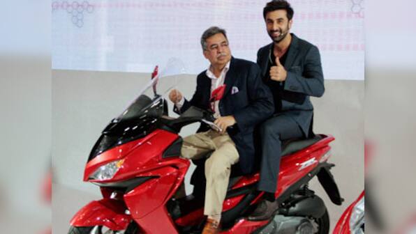 Photo caption: Ranbir rides with Hero boss- 'Mere baap pehle aap'