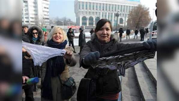 Russia's trade ban on lacy underwear prompts 'freedom to panties' protests