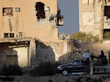 Free Syrian Army fighters man an anti-aircraft weapon on a back of a pick-up truck in Deir al-Zor, eastern Syria. Reuters