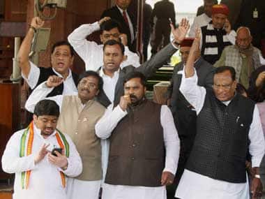 Seemandhra MPs protesting in the well of the house: PTI