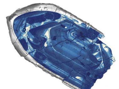 A 4.4 billion-year-old zircon crystal from the Jack Hills region of Australia is pictured in this undated handout photo obtained by Reuters.