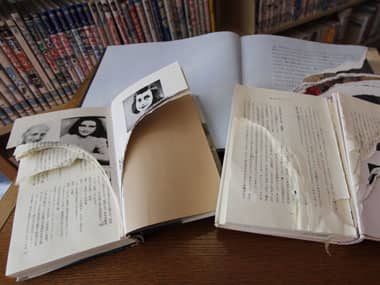 The vandalised books. AP.
