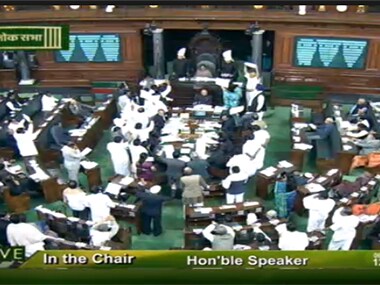 A scene from Lok Sabha on Thursday. 