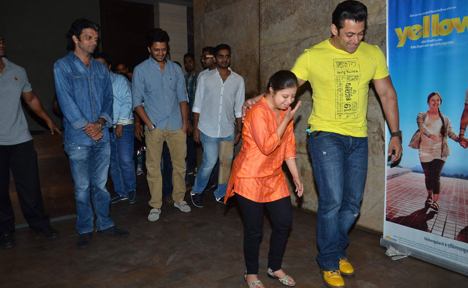 Photos: Salman, Govinda at the screening of Riteish's Yellow Photos: Salman, Govinda at the screening of Riteish's Yellow