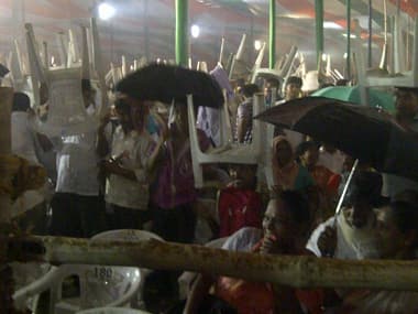 Chairs being used as umbrellas. Sandip Roy/Firstpost