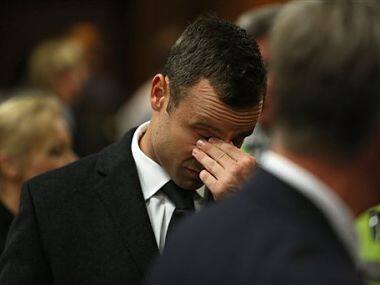 Oscar Pistorius in court on the third day of his trial at the high court in Pretoria, South Africa, Wednesday. AP