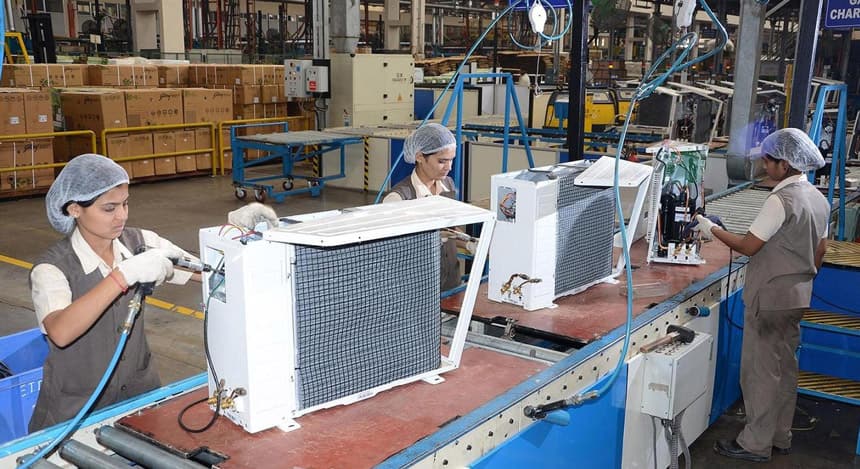 Godrej Appliances consumer durables manufacturing plant at Shirwal, Pune employs 45 women for manufacturing 100% Green Air conditioners. The plant is completely manned and run by these 45 hard working and skilled women. Photo: Madison India