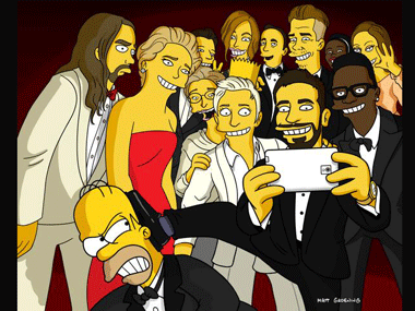 Ellen's star-studded Oscar selfie recreated by The Simpsons Ellen's star-studded Oscar selfie recreated by The Simpsons