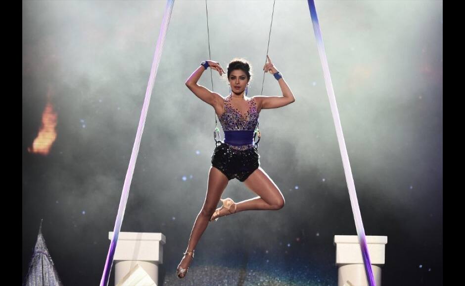 Bollywood actress Priyanka Chopra performs on stage at the Raymond James Stadium on the fourth and final day of the 15th International Indian Film Academy (IIFA) Awards in Tampa, Florida, April 26, 2014. AFP PHOTO JEWEL SAMAD