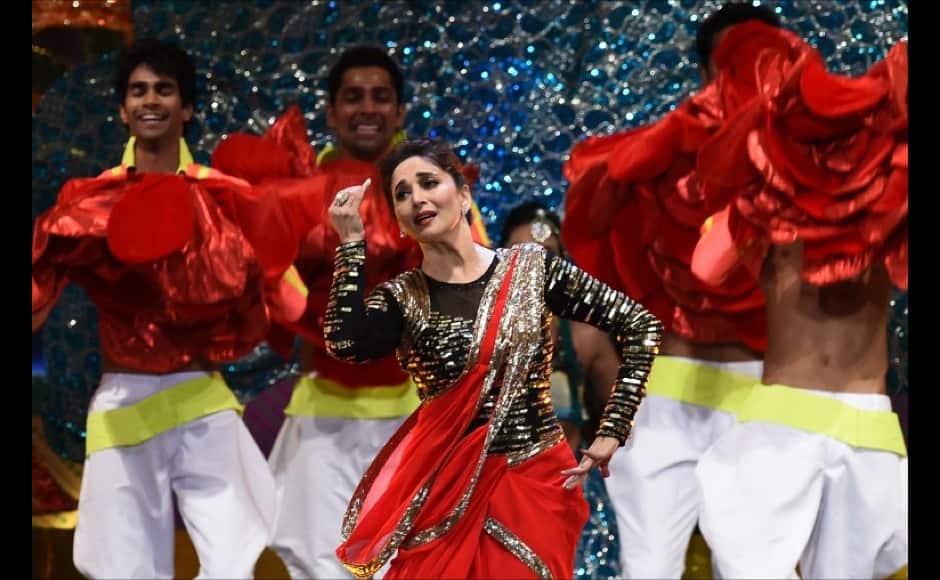 Bollywood actress Madhuri Dixit-Nene performs on stage during the fourth and final day of the 15th International Indian Film Academy (IIFA) Awards at the Raymond James Stadium in Tampa, Florida, April 27, 2014. AFP PHOTO/Jewel Samad