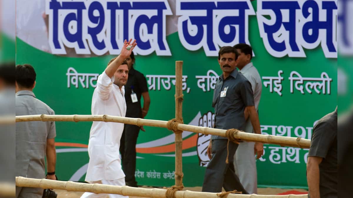 Photos: Rahul Gandhi takes on Modi in Delhi rally – Firstpost