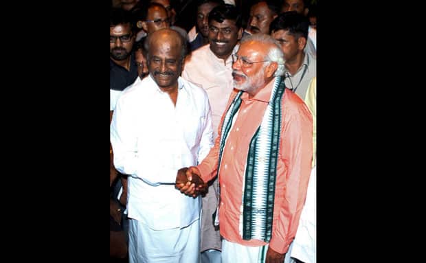 Modi in a veshti while in Chennai. 