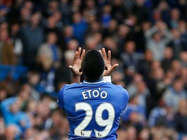 Samuel Eto'o collects award for stance against racism