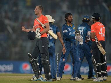 Alex Hales of England celebrates hitting the winning runs during the ICC World Twenty20 Bangladesh 2014 Group 1 match between England and Sri Lanka. Getty Images 