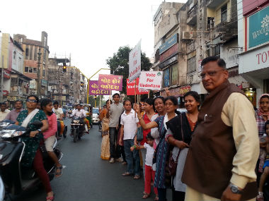 Elections 2014: In Vadodara, a human chain for voter awareness Elections 2014: In Vadodara, a human chain for voter awareness