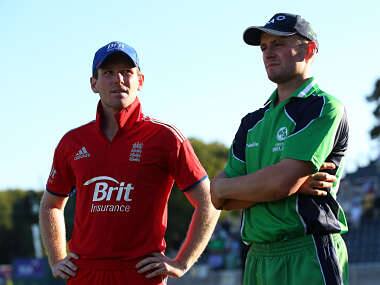 File picture of Eoin Morgan of England and William Porterfield of Ireland. Getty Images