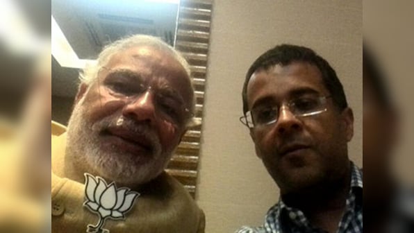 Selfie time for Modi: Poses with Poonam Mahajan, Chetan Bhagat