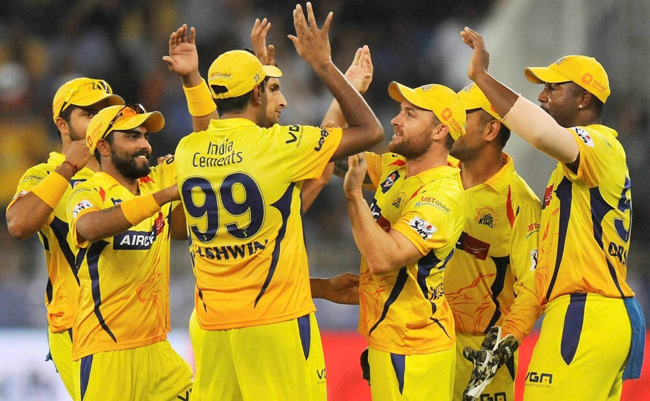 Brendon McCullum of The Chennai Superkings celebrates the wicket of Abhishek Nayar of the Rajatshan Royals during their IPL 7 match in Dubai on Wednesday. PTI Photo/BCCI Brendon McCullum of The Chennai Superkings celebrates the wicket of Abhishek Nayar of the Rajatshan Royals during their IPL 7 match in Dubai on Wednesday. PTI Photo/BCCI