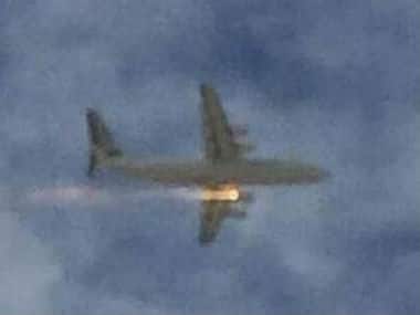 The plane that caught fire. Image from Twitter account of The Australian. 