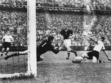 Mortock scores W Germany's first goal. Getty Images