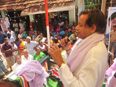 Shashi Tharoor give’s a speech during the campaign. Firstpost image. 