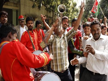 Ladoos, firecrackers at BJP party headquarters Ladoos, firecrackers at BJP party headquarters