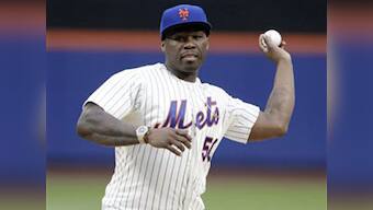 Watch: 50 Cent's first baseball pitch not even worth that much