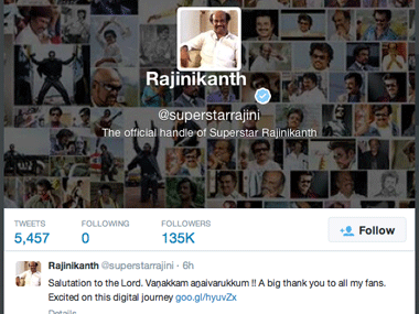 Superstar Rajinikanth's one tweet equal to 5,457 tweets? Superstar Rajinikanth's one tweet equal to 5,457 tweets?