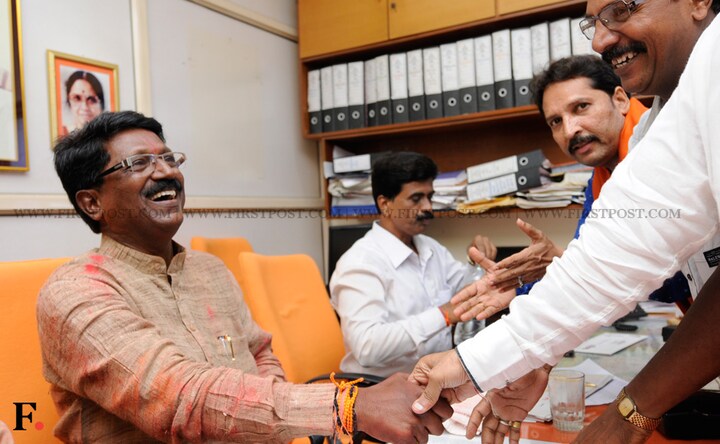 Photos: Shiv Sena candidate Arvind Sawant celebrates his victory
