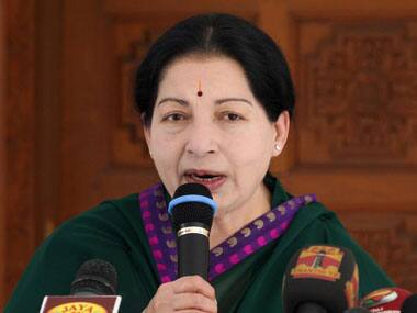 J Jayalalithaa at a press conference in Chennai today. AFP