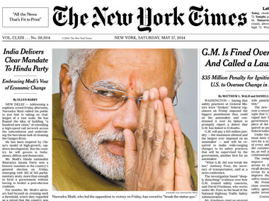 Modi's LS polls victory dominates front pages across the world Modi's LS polls victory dominates front pages across the world